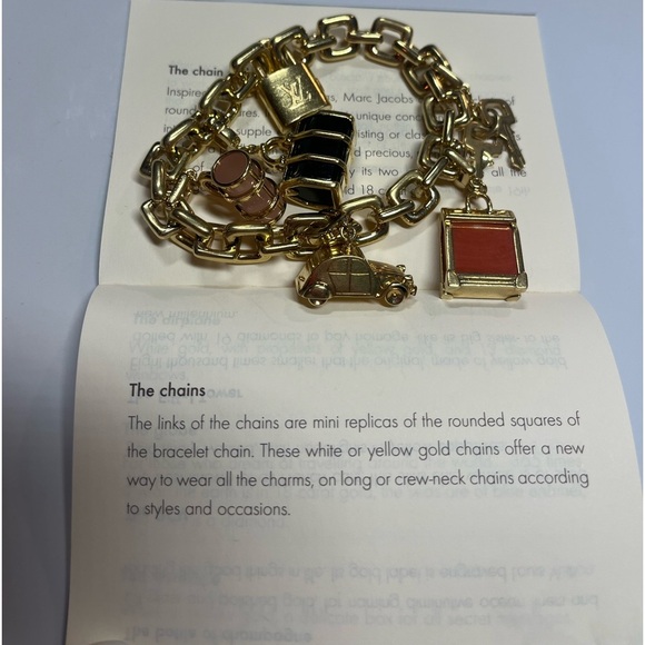 LOUIS VUITTON 2003 18KT GOLD CHARM BRACELET W/ 5 CHARMS - Picture 5 of 14